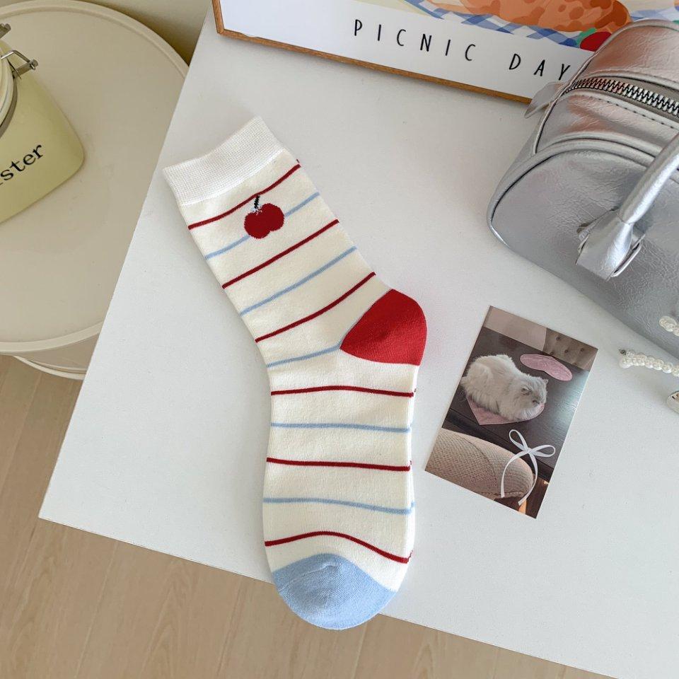 White Socks Socks Trendy Cute Cartoon Stockings Pure Cotton Piles Of Cotton Socks