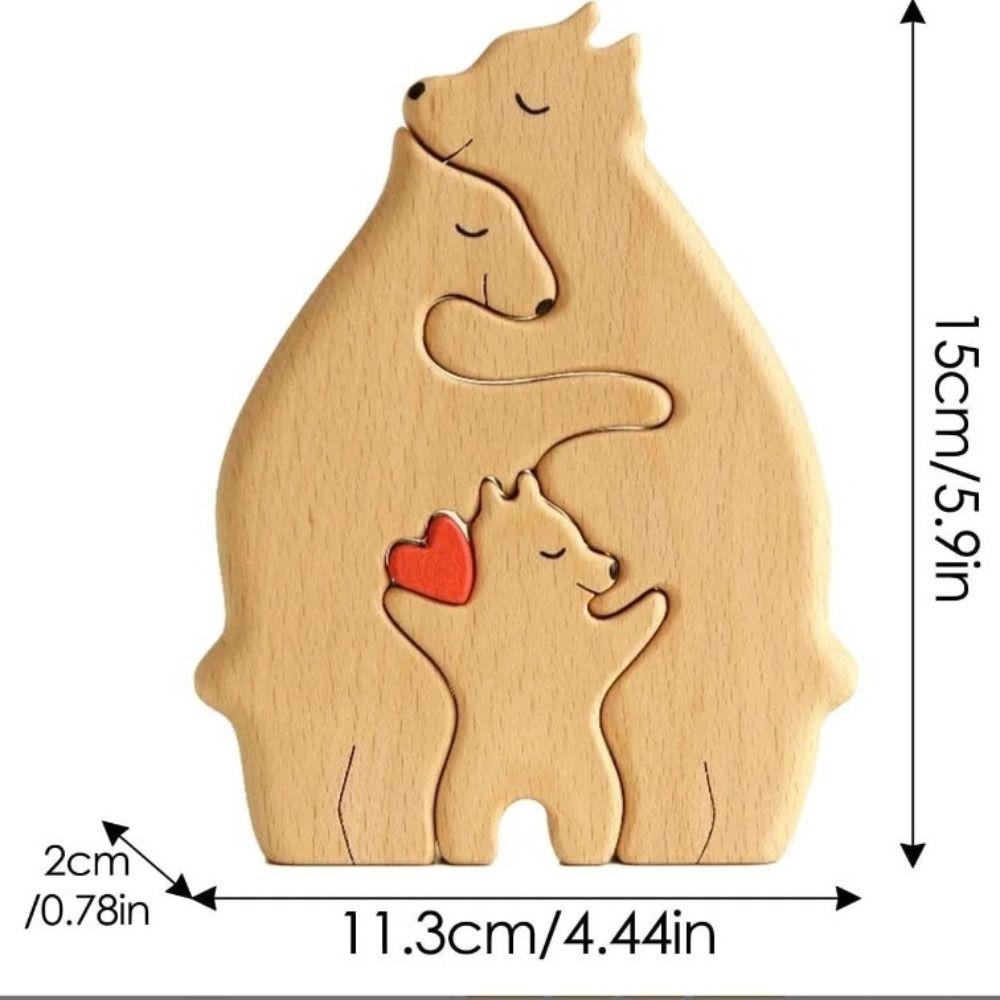 Personalised Bear Family Theme Art Puzzle Wooden Family Name Puzzle DIY Name Art Heart Puzzle  Gift