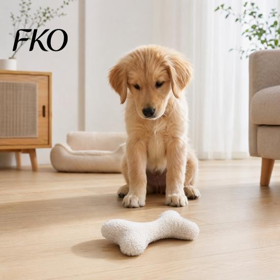 Sound Producing Dog Toy Plush Squeaky Bone Toy, Soft Lamb Wool Chewing with Built-in Sound, Washable Interactive Fetch Chew for Small Medium
