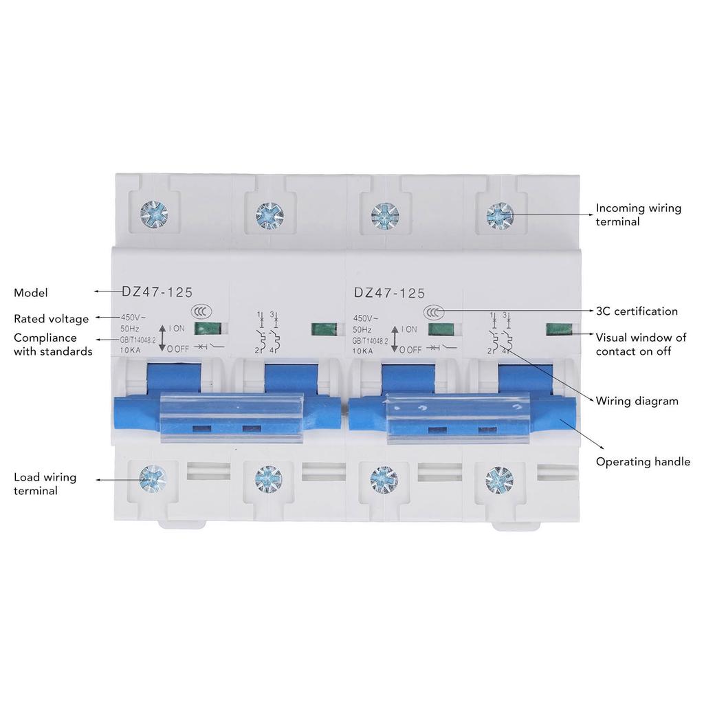 Interlock Circuit Breaker 10KA Breaking Capacity Rail Installation Mini Dual Power Manual Transfer Switch AC450V