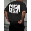 Men'S Gym Warriors Graphic T-Shirt - Black with White Print, Casual Summer Tee for Fitness & Casual Attire, Regular Fit, Breathable & Comfortable