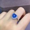 Heart-shaped Zircon Crystal Sapphire Open Ring, Love Necklace Pendant Jewelry