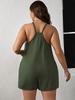 Armee Grün Floral Spaghettiträger Strick Stretch Jumpsuit - Große Größen Damen Vielseitige Sommerkleidung
