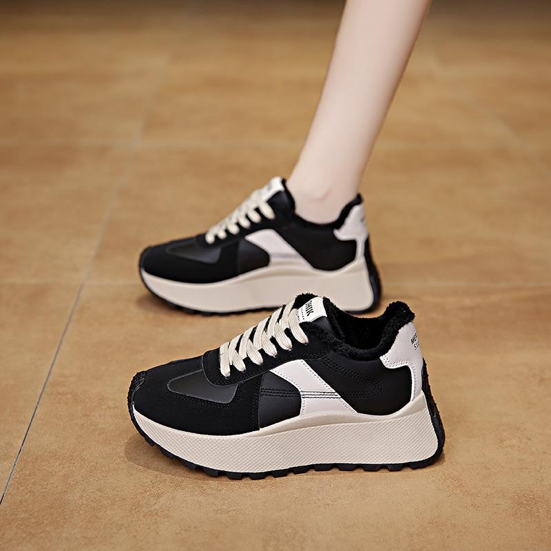 

Универсальная повседневная обувь Осенне-зимняя женская обувь на платформе Кроссовки для скейтбординга Повседневная спортивная обувь из кожи для студентов 40 чёрный