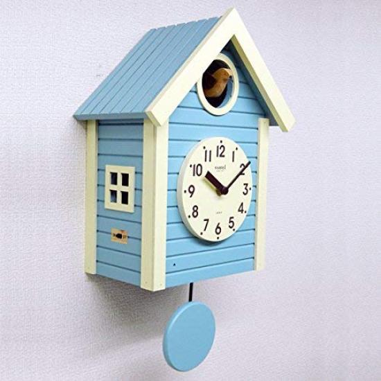 Suntel Wall Clock Aqua Blue 405 x 240 x 140 mm Domestic Handmade Cuckoo Clock Scandinavian Color Aqua Blue SQ03AB