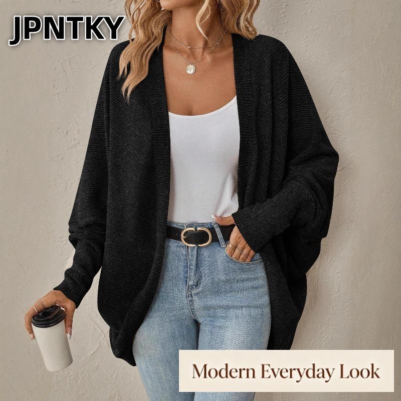 JPNTKY Women's Vintage Casual Solid Color Print Autumn Winter Long Sleeve Jackets & Coats