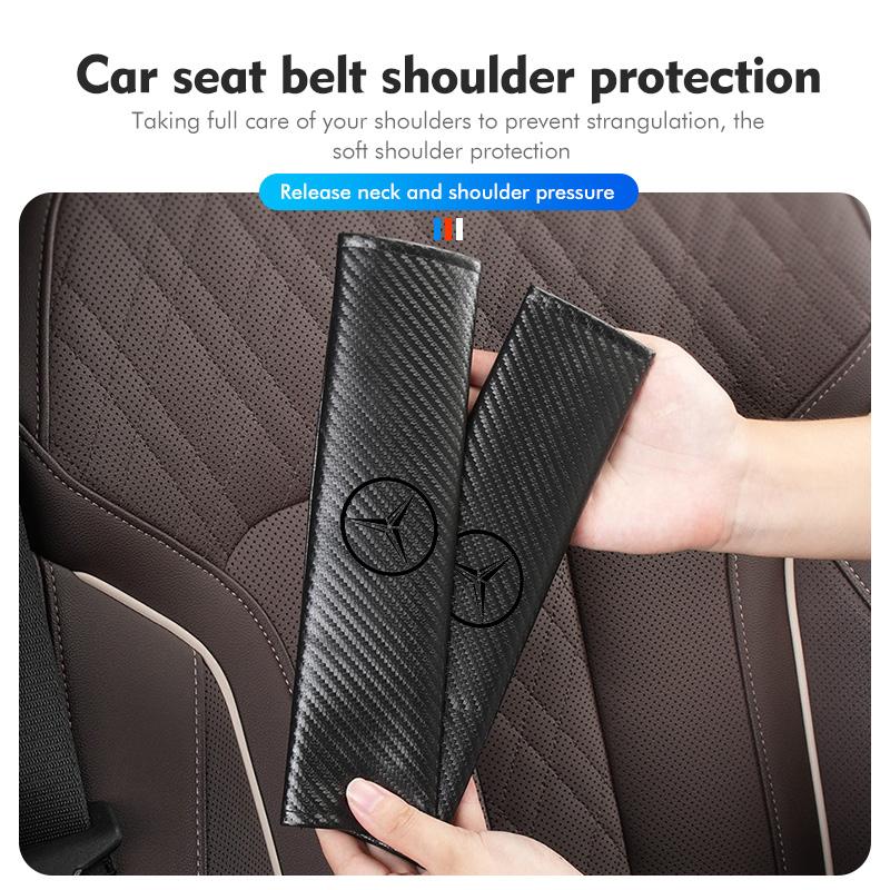 Car Carbon Fiber Seat Belt Shoulder Cover Padding Seatbelt ProtectionAccessories For Benz CITAN VITO SPRINTER CLS SLK Sport ML PN7