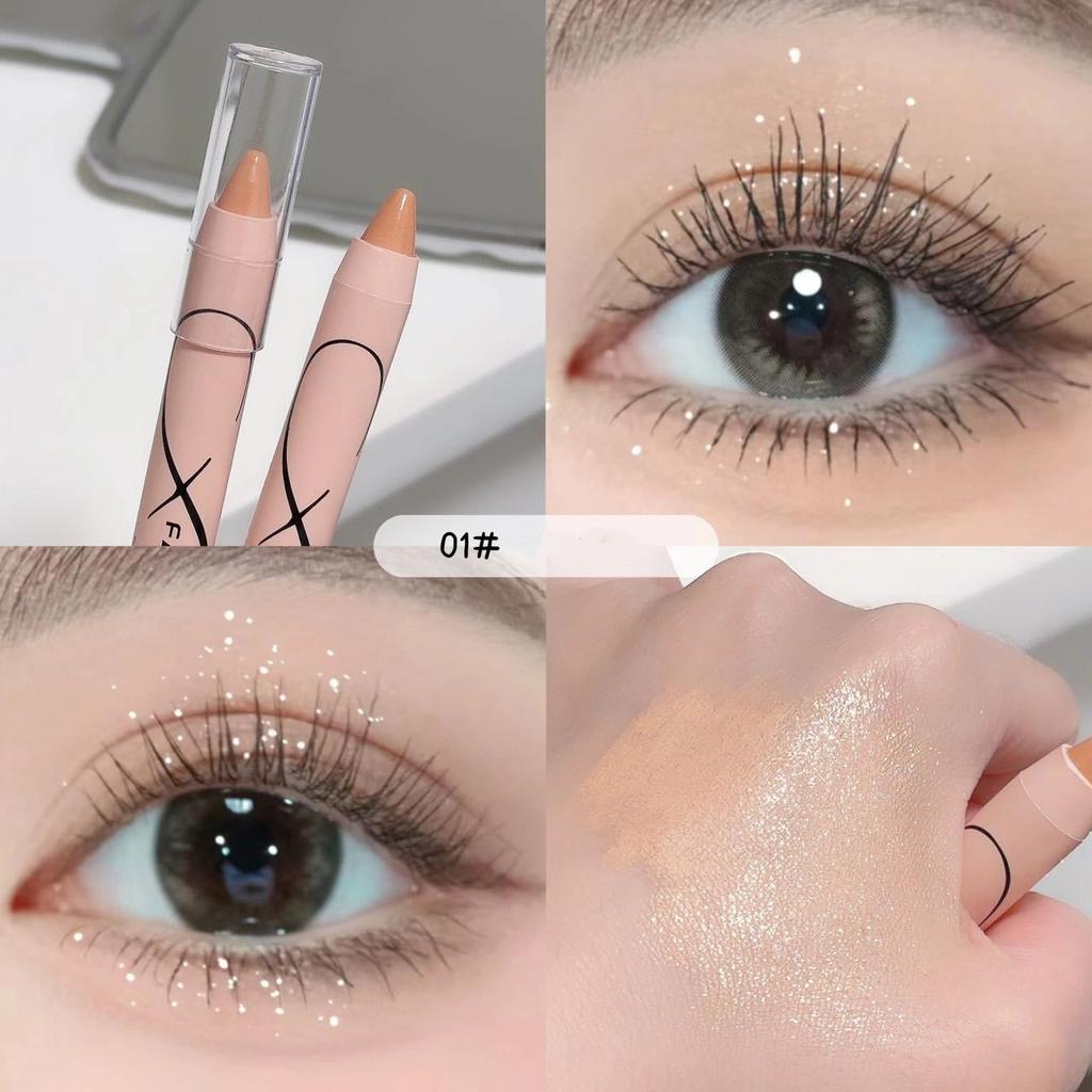 Pärlögonskuggspenna Liggande Silkesmask Highlighterpenna Matt Ögonmakeup Pärlhögblank Uppljusande Glittrig Ögonskuggspenna