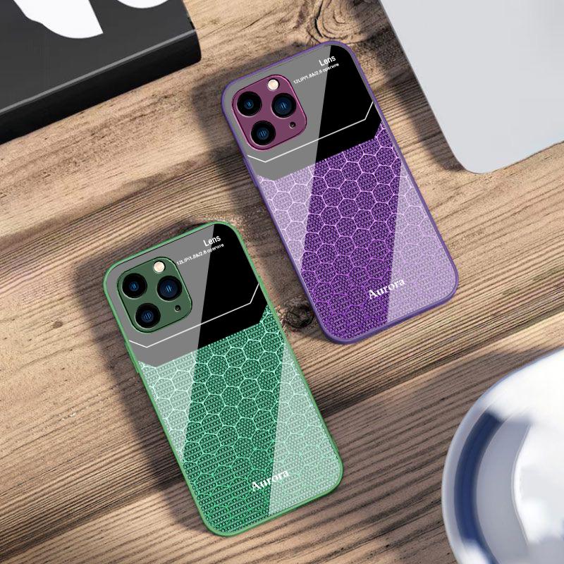 Hexagonal Grid Of Applesr For IPhone 16 Pro Max 15 Pro 14 13 12 Mini 11 XS Max XR 7 8 Plu SE 2022 Tempered Glass Phone Case