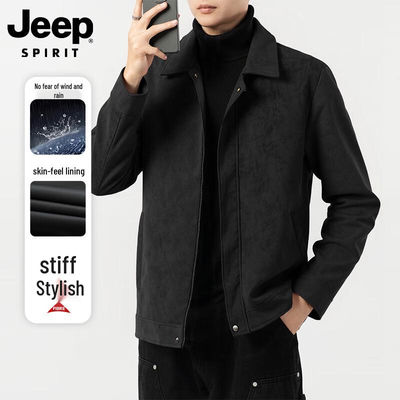 JEEP SPIRIT Men s Casual Windproof Turn-Down Collar Jacket 4XL