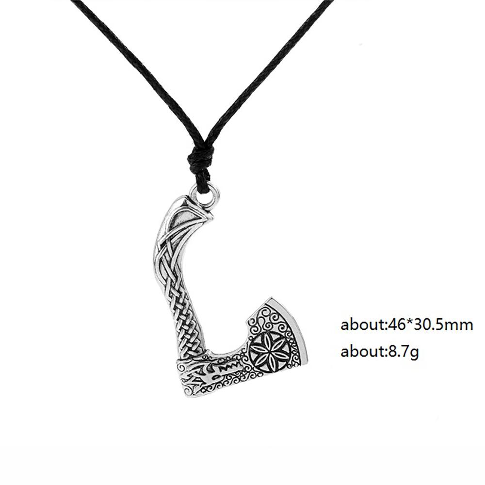 Viking Axe Necklace for Men Norse Runes Compass Pendant Vintage Amulet Jewelry Male Boy Gifts