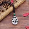 Handmade Retro Cotton and Linen Tibetan Silver Pendant Necklace Medium and Long Flower Versatile Sweater Chain Women's Simple Accessories