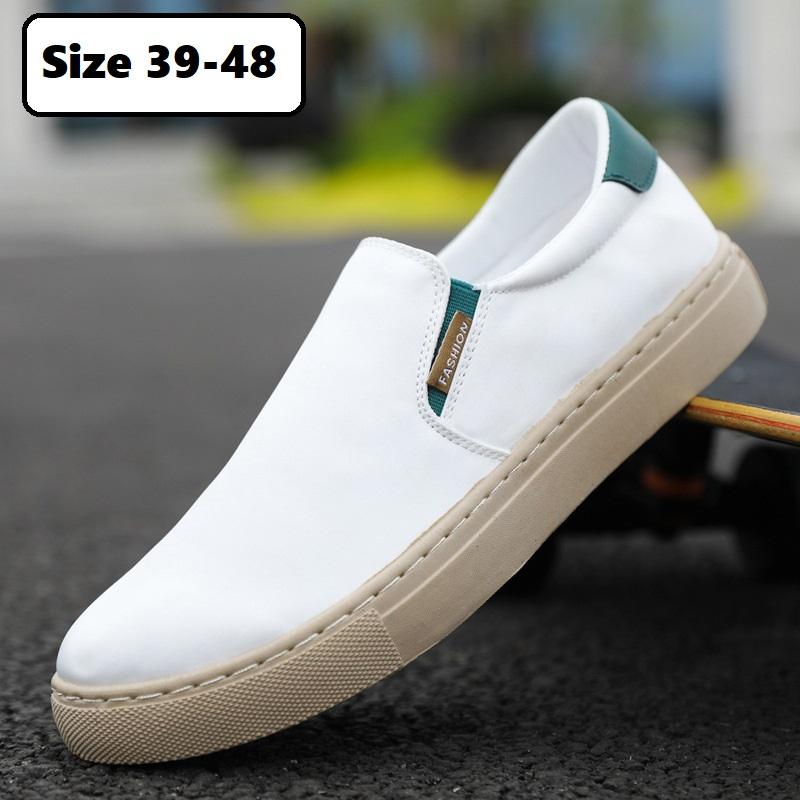 Fashion New White Slip On Canvas Shoes for Men Vulcanize Sneakers Student Boys Loafers Espadrilles Casual Man Driving Golf Shoes 47 48
