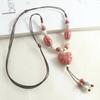 Handmade Heart-shaped Ceramic Pendant Necklace for Women Men Adjustable Necklace Ethnic Style Jewelry Gift