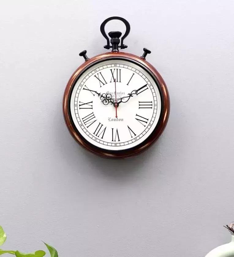 Vintage Brown Wood & MDF Wall Clock,