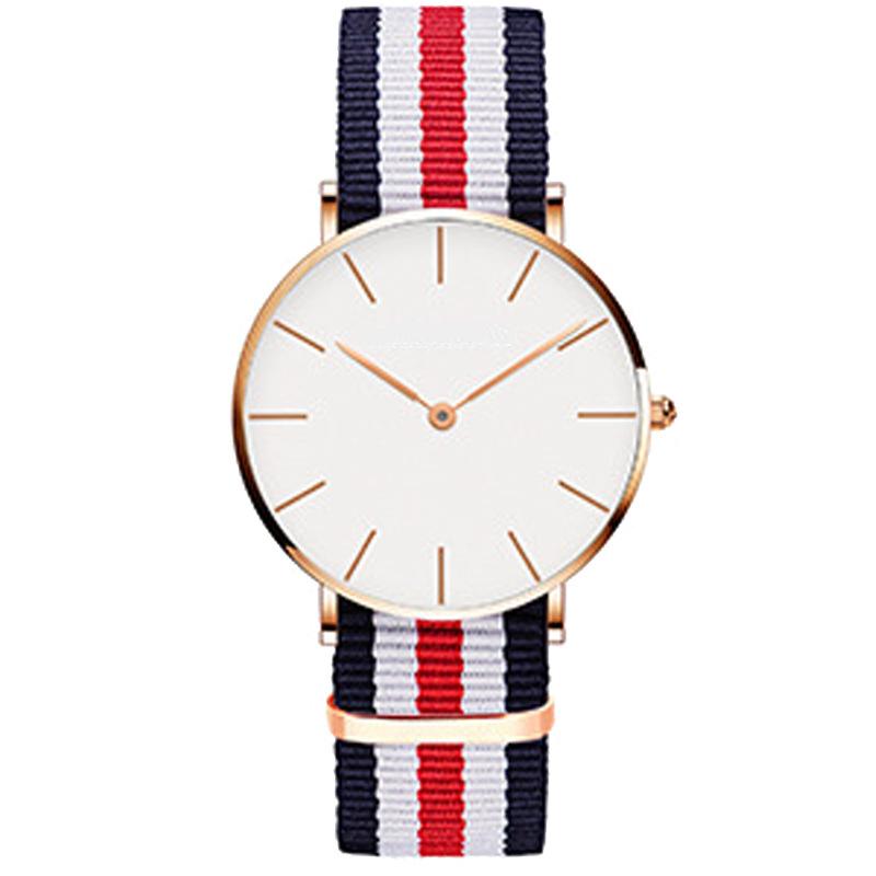 Micro-Business Watch Seamless Printing Label Fashionable Versatile Nylon Woven Belt Casual Two-Pin Couple Watch