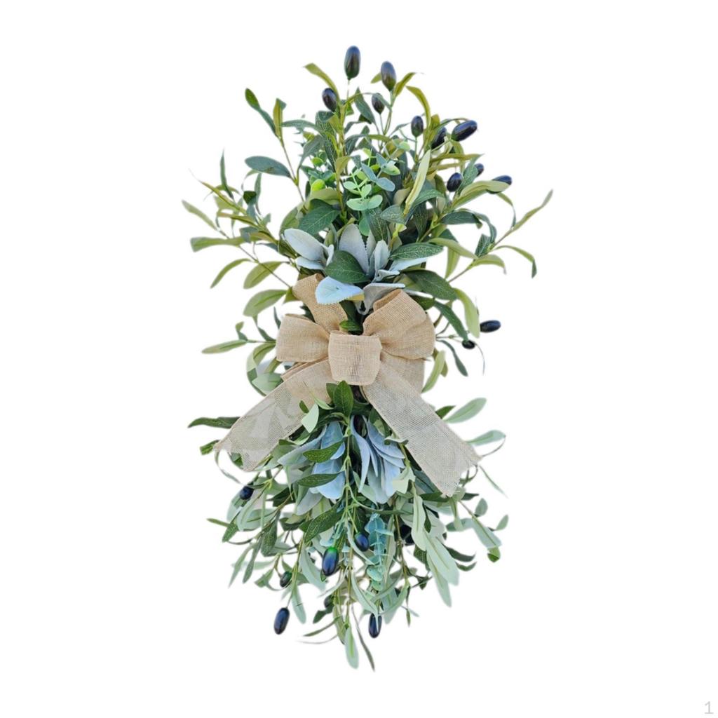Stair Swag, Artificial Olive Wreath Front Door Wall Window Decor Greenery for All Seasons