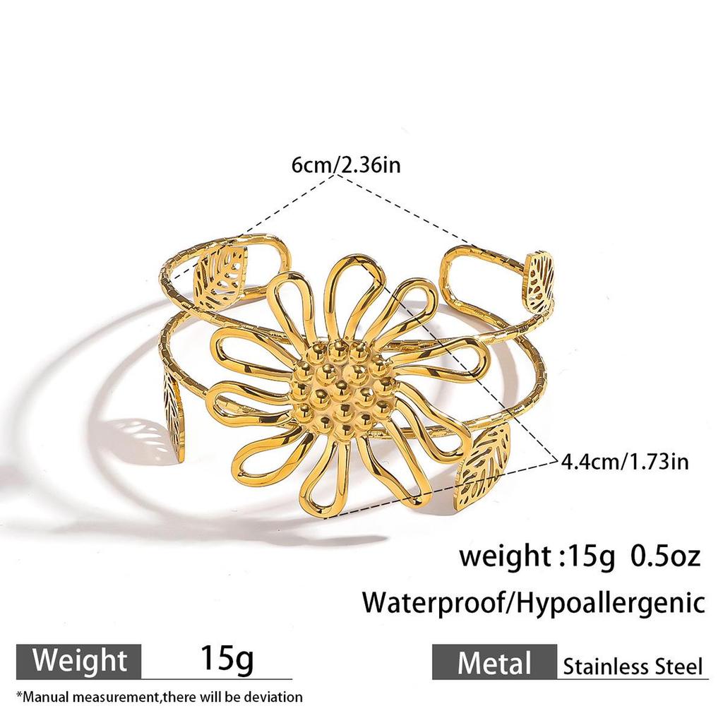 European & American Ocean Style Stainless Steel Bracelet with Starfish, Seashell, Coral Flowers, and Natural Stone Bangle Hand Jewelry.