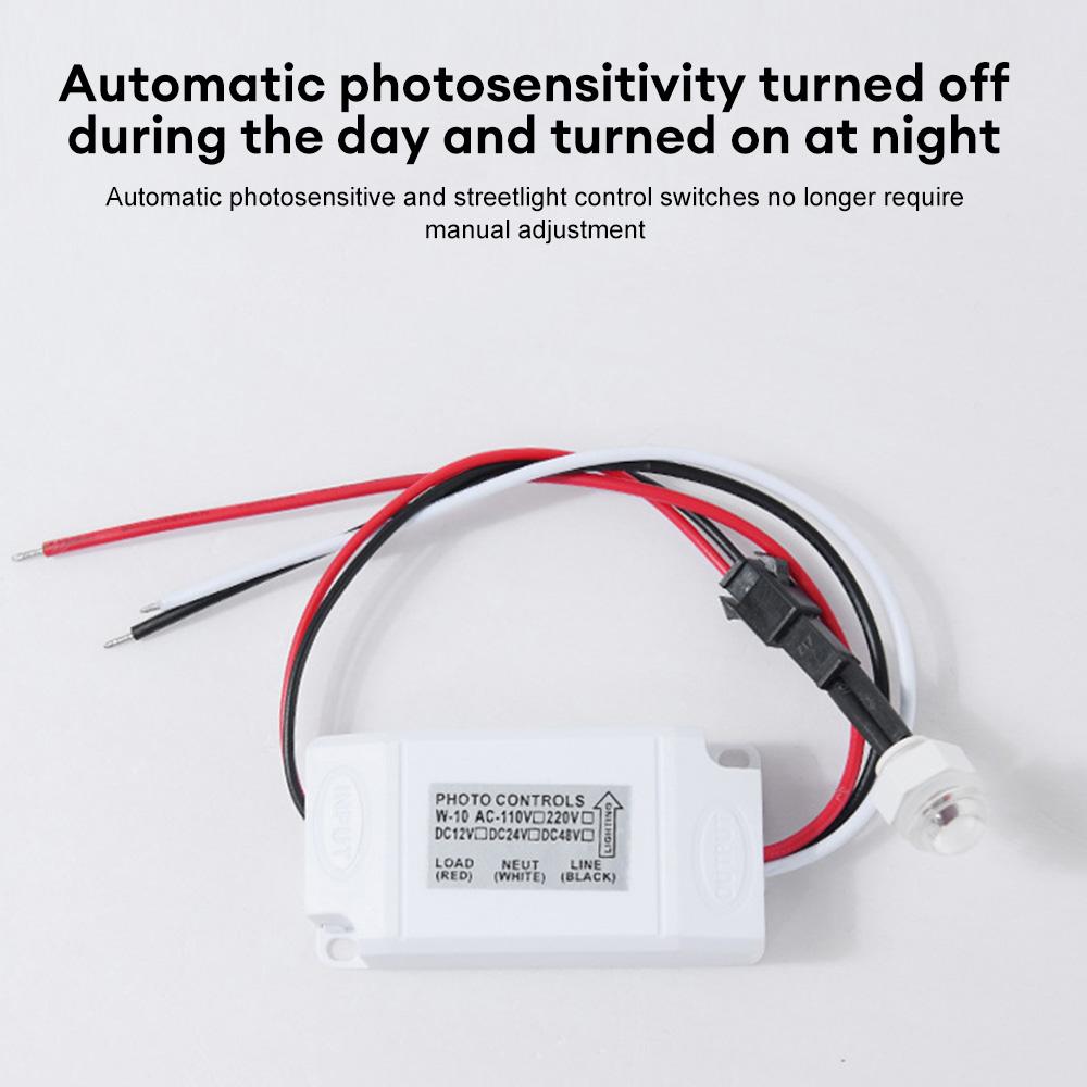 DC 12V/24V AC 100-260V Light Control Photoelectric Sensor Switch Outdoor Rainproof Lightning Protection Intelligent Delay Sensor