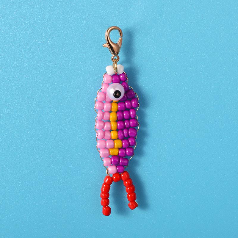 Cross-Border Fish Pendant: Handmade Beaded Dopamine Keychain Accessory