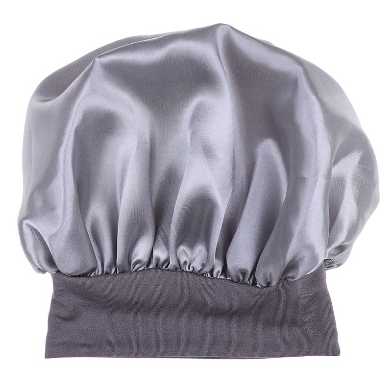 58Cm Solid Color Women Satin Bonnet Cap Night Sleep Hat Adjust Shower Caps