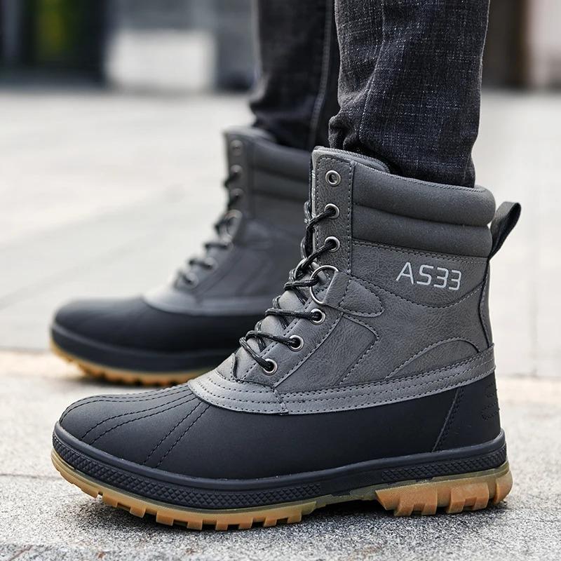 Men Boots Fashion Casual High Top Boots Outdoor Anti-skid Platform Boots Oxford Hiking Bootoies Men's Lace Up Ankle Botas Hombre