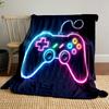 Neon Glow Gaming Controller Design print blanket soft and cozy perfect for the living room bed sofa or a nap,gift