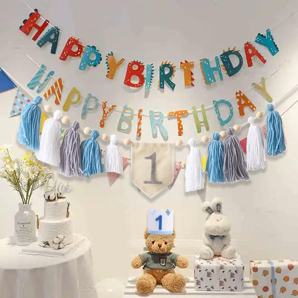 Party Decorations Blue First Birthday High Chair Banner 1st Birthday Crown Women