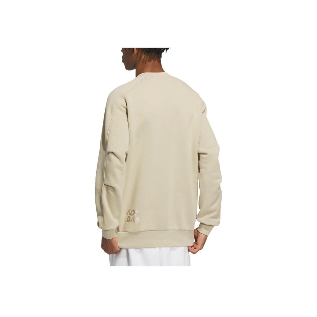 Adidas All Szn Oversized Sweatshirt Solid Color Letter Logo Embroidery Detail Sports Crew Neck Pullover Men Sweatshirt Prairie-Brown IY4282