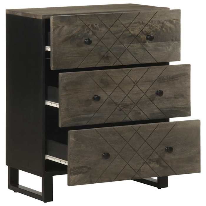 VidaXL Buffet noir 60x33x75 cm bois massif de manguier, meuble de rangement, meuble de rangement de cuisine, meuble de 4017687