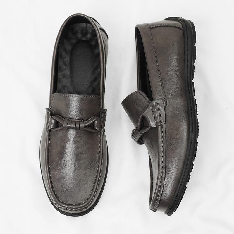 

Amazon temu shrimp skin express sales through ozno Douyin new British style high-end casual leather shoes soft sole simple men 45 сірий колір