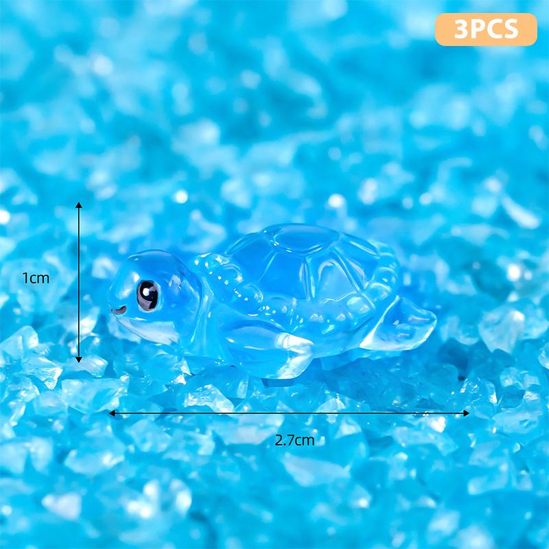 

3 шт. Миниатюрная светящаяся фигурка черепахи, имитация черепахи, украшение для микроландшафта, декор для аквариума синий