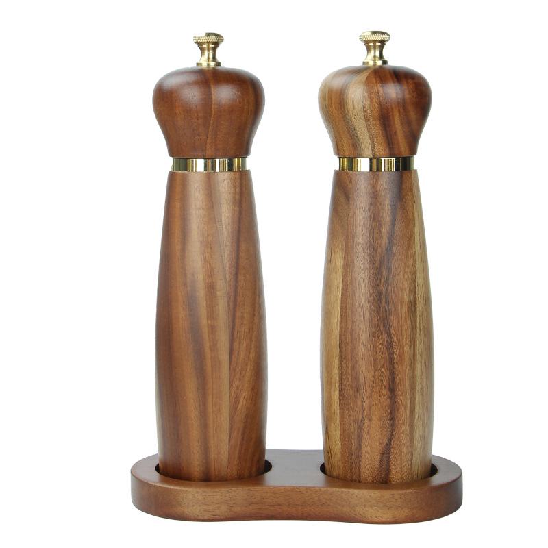 

Acacia Wood and Steel Pepper & Salt Grinder Set with Ceramic Core