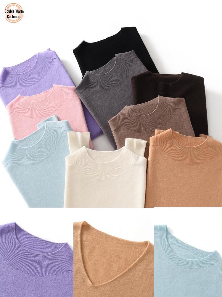 Women's 100% Pure Wool Seamless Knit Sweater, Machine Washable, Round Neck Spring Top