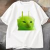 T-shirt Chat Alien Vert Femme Unisexe Chat Meme Tee Glorp Gnarp Cerveau de Chat T-shirt Mignon Rigolo Hauts Courts Manches Courtes en Coton Amples