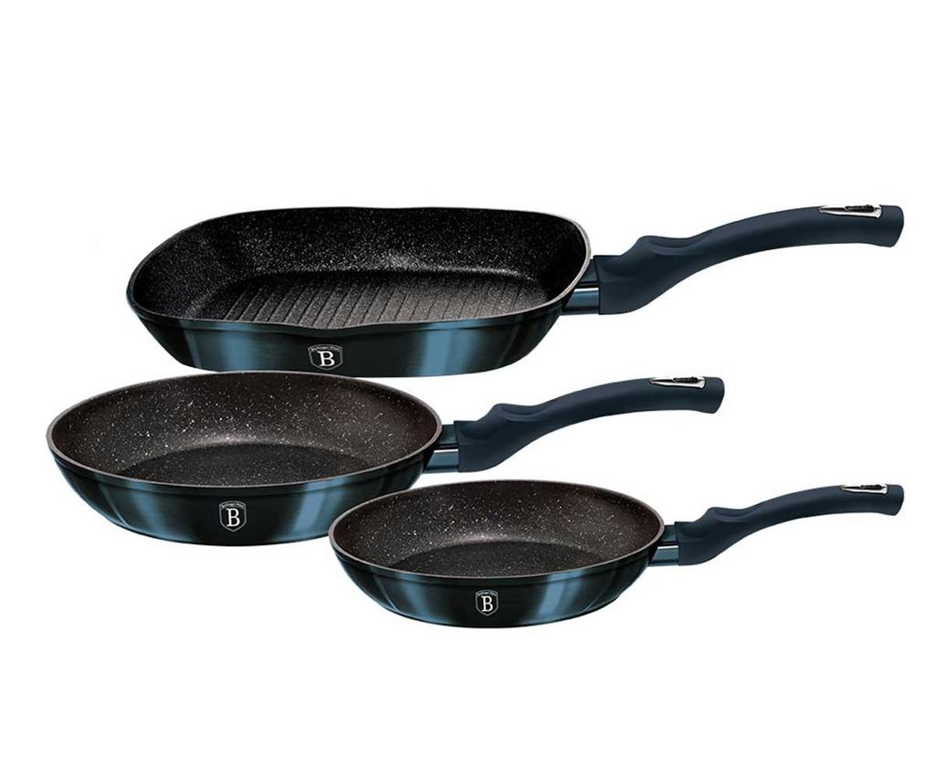 Set Of 3 Granite Frying Pans 20/24/28Cm Berlinger Haus Bh-6140 Aquamarine