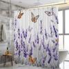 1pc Butterfly Lavender Shower Curtain - Waterproof, Durable, Includes 12 Hooks, Decorative Bathtub Partition