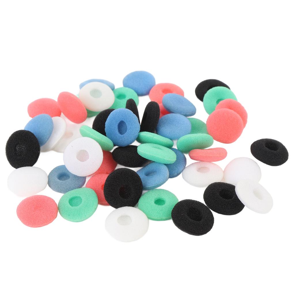 50pcs Earbud Sponge Cover Black White Red Blue Green 15mm Noise Isolation Sponge Earbud Tip for MP3 MP4 Tablet Earphone
