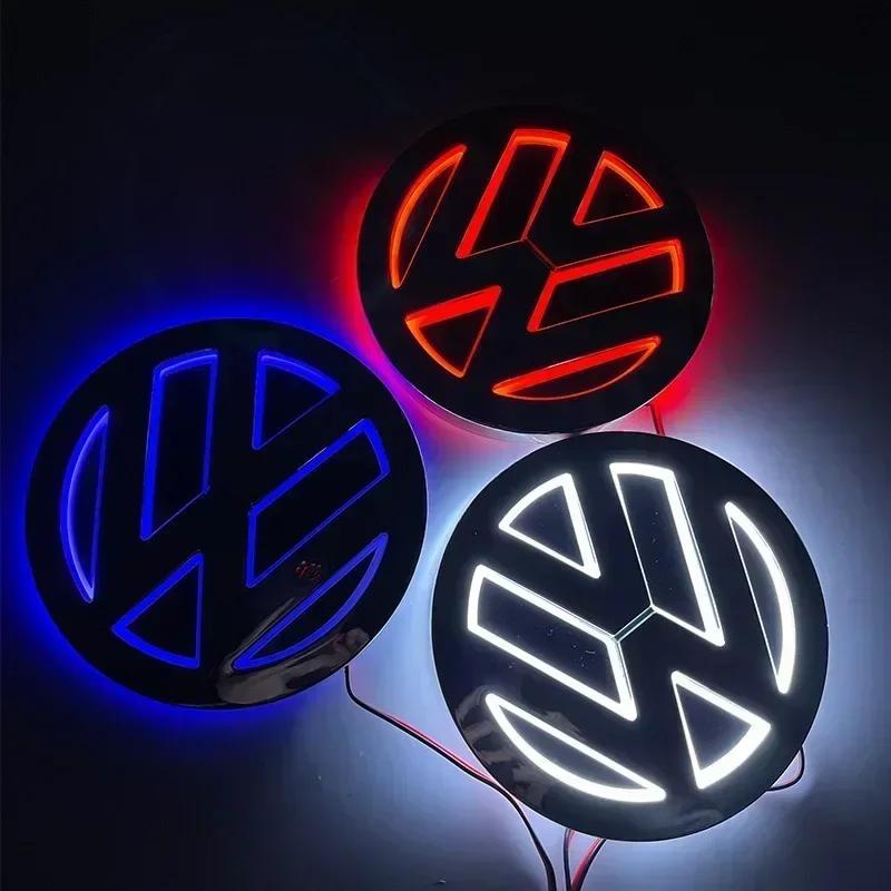 CJOZW1 Emblems For VW Volkswagen Car Sticker 11cm 5D Logo Light LED Rear Badge Front Grille Light For VW CC Bora Golf Jetta POLO MAGOT