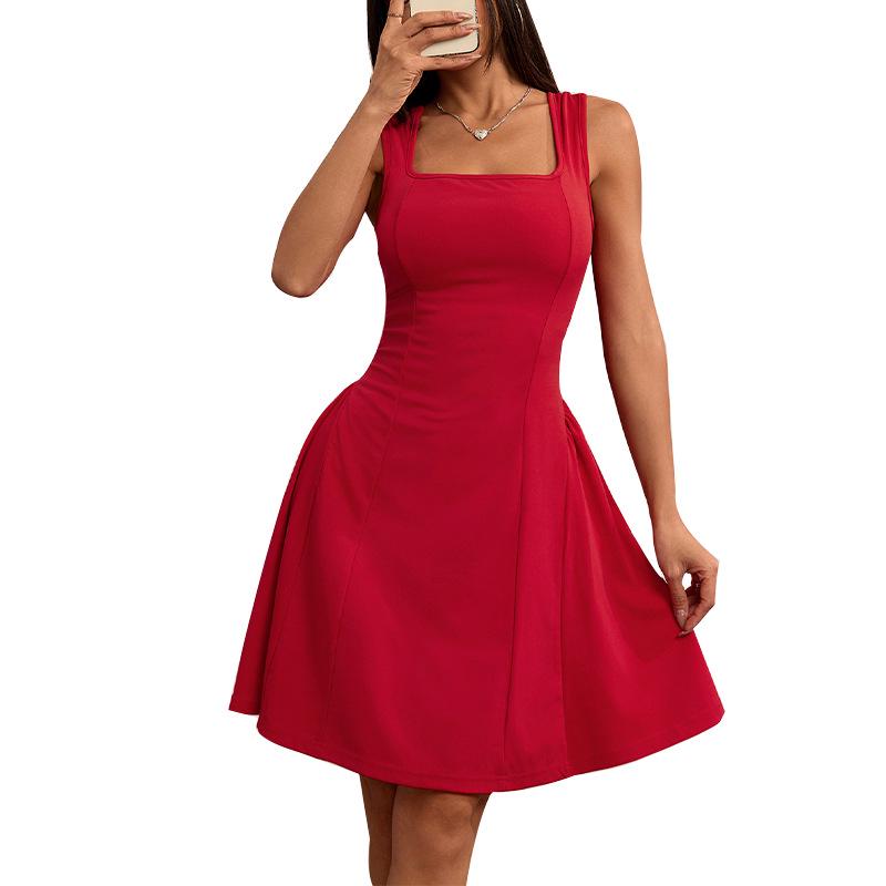 2025 Summer Slim Dress: European & American Style, Backless Sleeveless Vest Skirt for Women