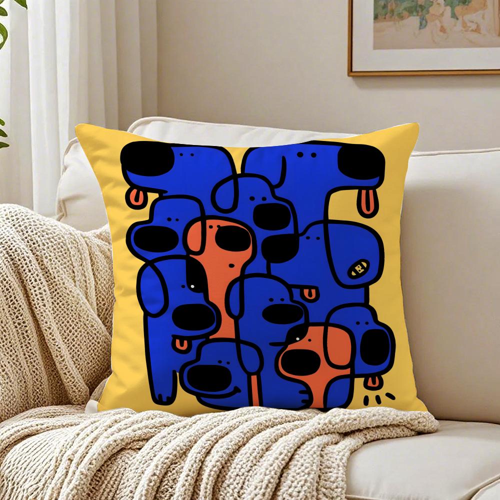 Abstract Funny Creative Dog Cartoon Cushion Cover Pillowcase Antidustmite Living Room Sofa Decor Cushion Room