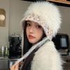 Mixed-color Straps Handmade Knitted Cap Ear Protection Winter Warm Cap  Women Girls Maiden
