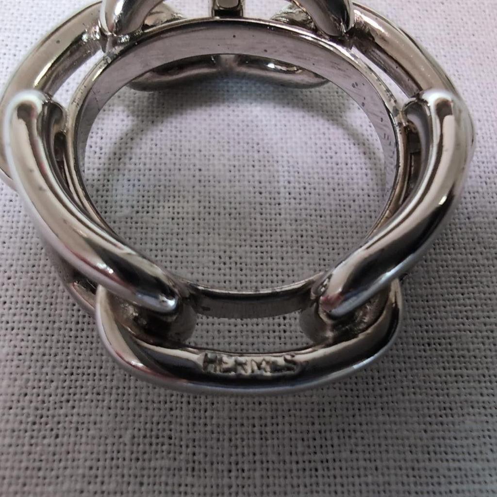 Used Hermes HERMES Scarf Ring Chaine d'Ancre Silver Carre Beautiful Condition 795
