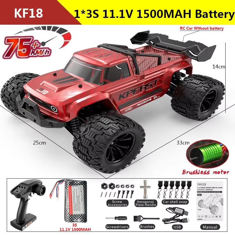 

Новый КФ18 1:14 4WD RC автомобиль внедорожный гоночный высокоскоростной бесщеточный двигатель 2.4G дистанционное управление автомобили грузовик 75 км/ч грузовик со светодиодной подсветкой игрушка детский подарок 3S battery красный