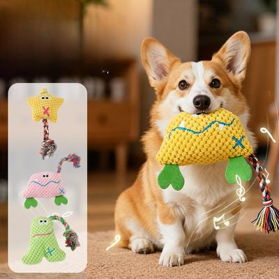 Hund Geräusche machendes Spielzeug - Reißfestes Samt Plüsch Baumwollseil Spielzeug für Unterhaltung und Entspannung.