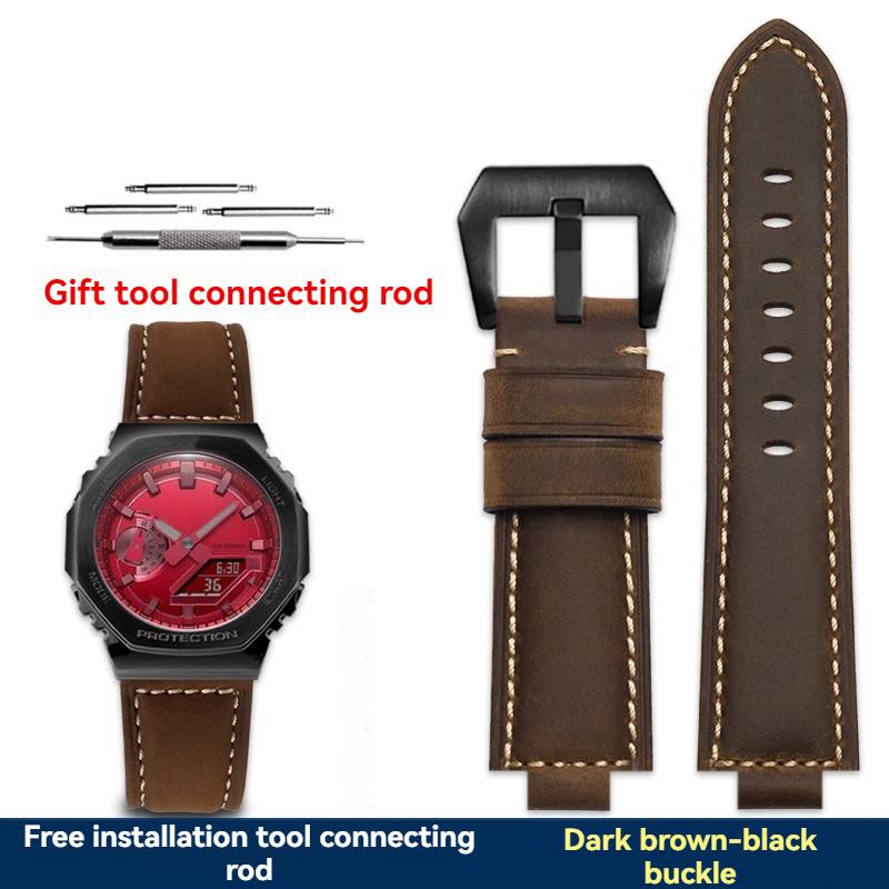 Modified Cowhide Watch Strap for Casio G-SHOCK GM-2100 GA2100 GA-2100 GM110 GA-110/120 GD-110 Wristband Watchband 24x16mm