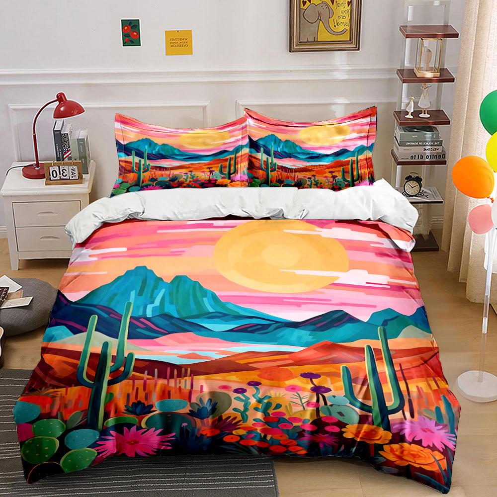 Colorful desert landscape pattern. Bedding sets Duvet cover sets Duvet covers Pillowcases(1 * Duvet Cover 2 * Pillowcases without duvet insert)