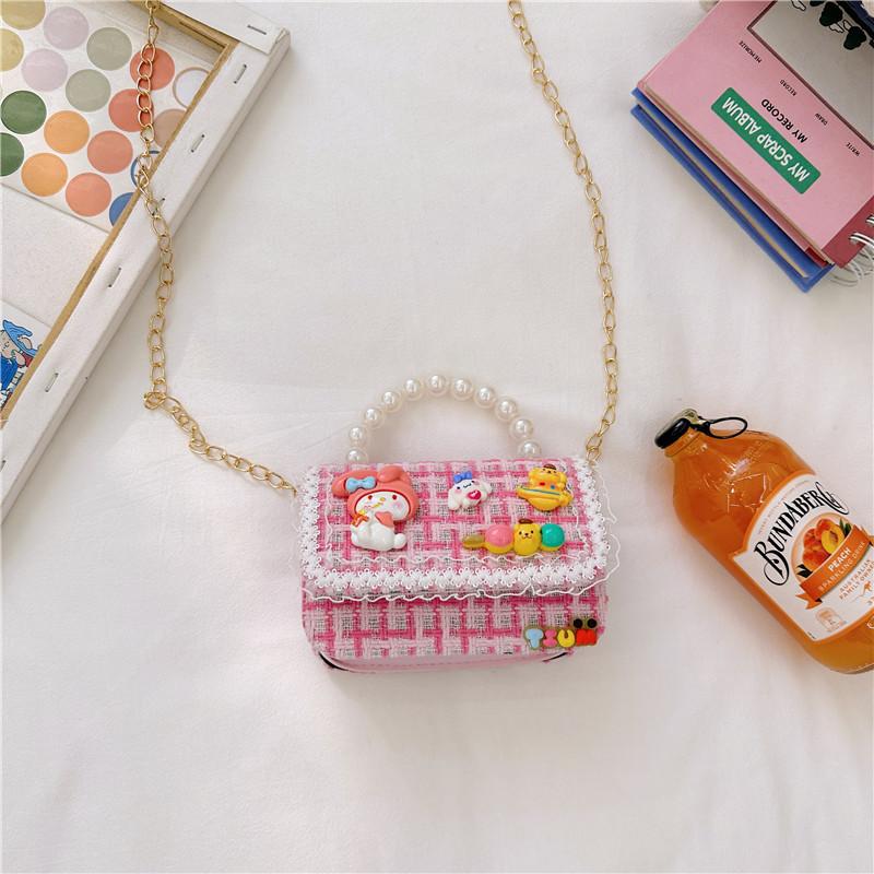 Cute Animal Design Cotton Canvas Handbag For Girls With Creative Chain Strap