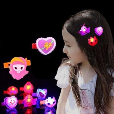 New 4PCS/lot LED Soft Light Flash Cartoon Hairpin Headdress Children Holiday Party Gift Toys Random