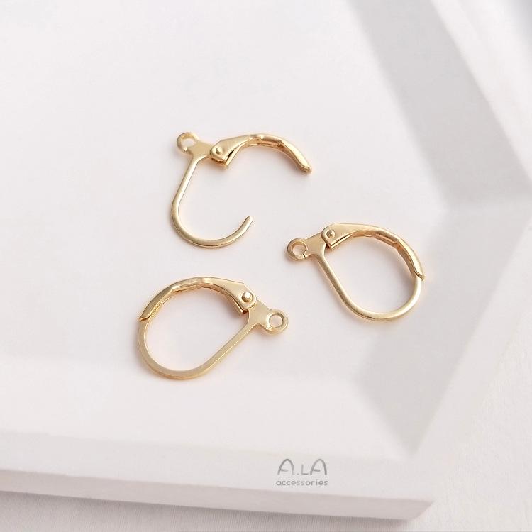 14K Gold-Filled Spring-Back French Ear Hooks with Loops for DIY Jewelry